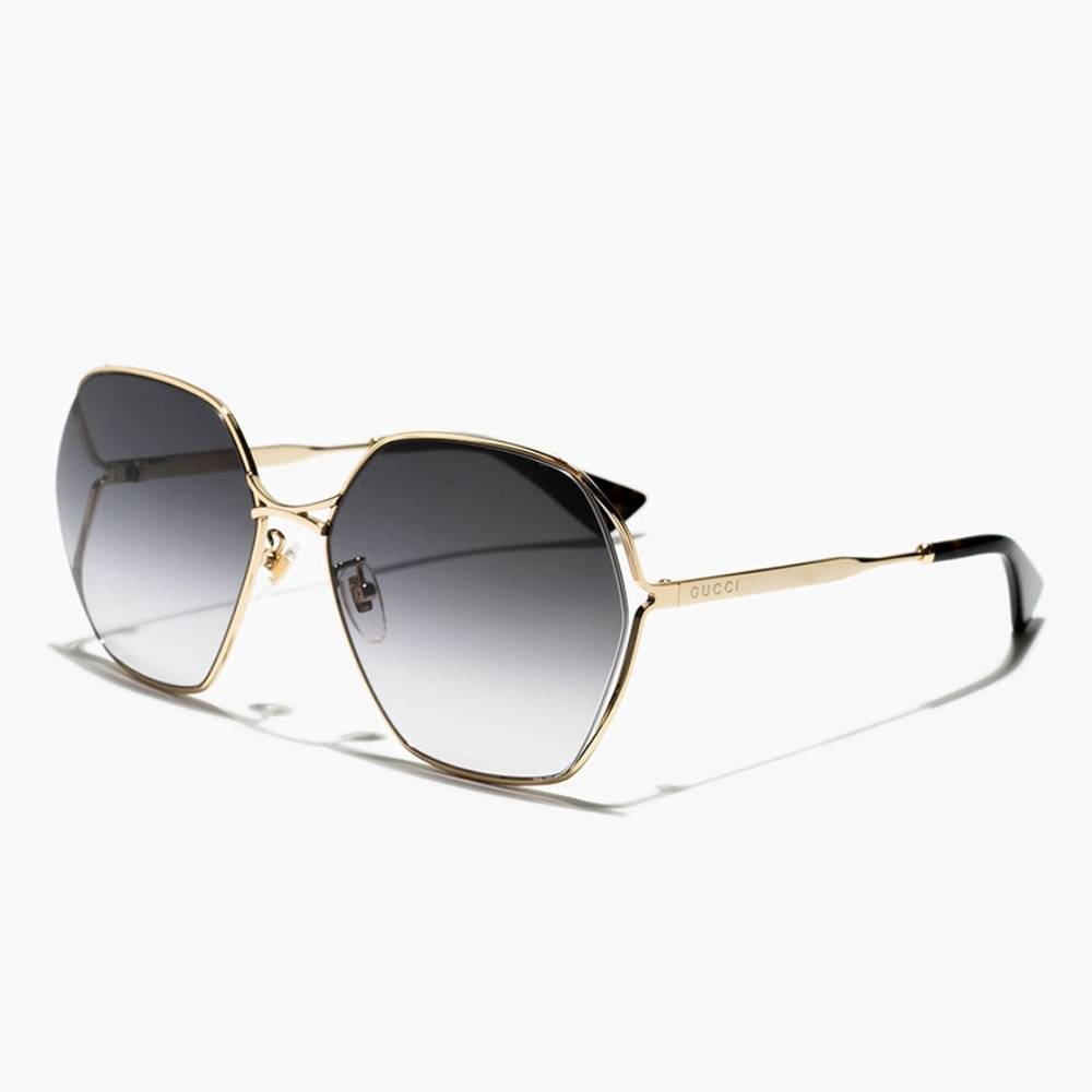 NEW GUCCI WOMEN'S SUNGLASSES GG0818SA 001 GUCCI GOLD FRAME EYEWEAR - Picture 6 of 10